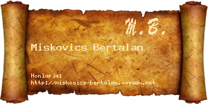 Miskovics Bertalan névjegykártya